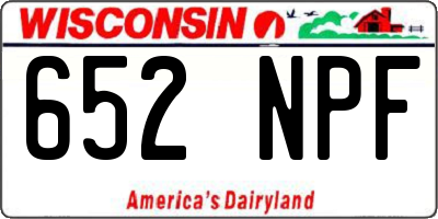 WI license plate 652NPF
