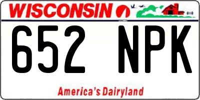 WI license plate 652NPK