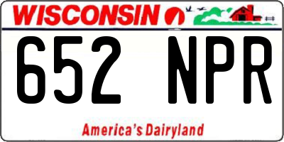 WI license plate 652NPR