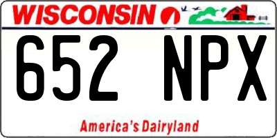WI license plate 652NPX