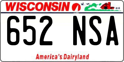 WI license plate 652NSA