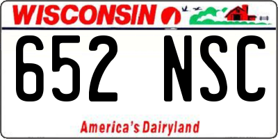 WI license plate 652NSC