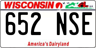WI license plate 652NSE