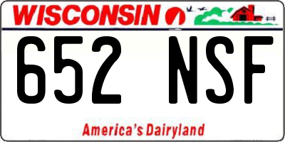 WI license plate 652NSF