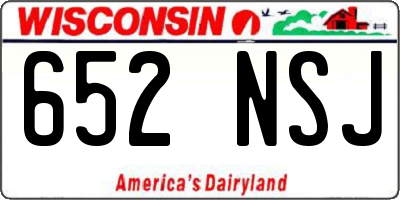 WI license plate 652NSJ