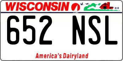 WI license plate 652NSL