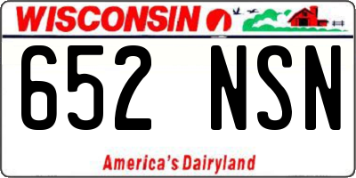 WI license plate 652NSN