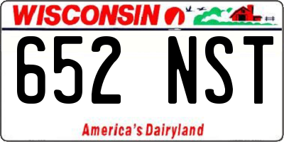 WI license plate 652NST