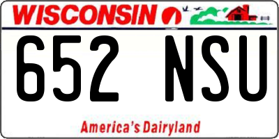 WI license plate 652NSU