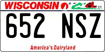 WI license plate 652NSZ