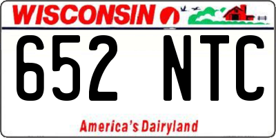 WI license plate 652NTC