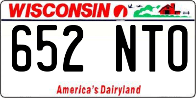 WI license plate 652NTO