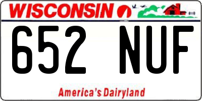 WI license plate 652NUF