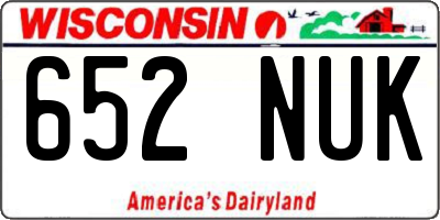 WI license plate 652NUK