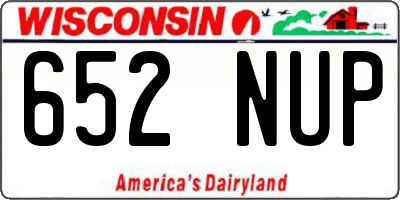 WI license plate 652NUP