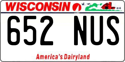 WI license plate 652NUS