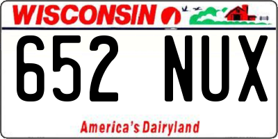 WI license plate 652NUX
