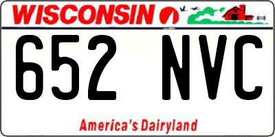 WI license plate 652NVC