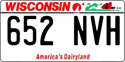 WI license plate 652NVH