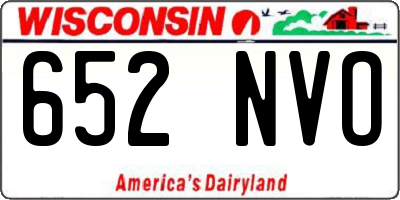 WI license plate 652NVO