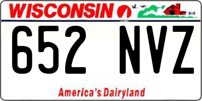 WI license plate 652NVZ