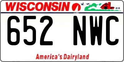 WI license plate 652NWC