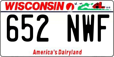 WI license plate 652NWF