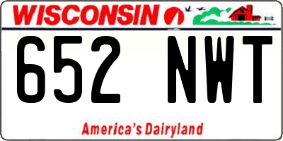 WI license plate 652NWT