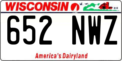 WI license plate 652NWZ
