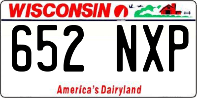 WI license plate 652NXP