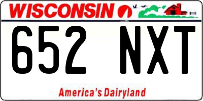 WI license plate 652NXT
