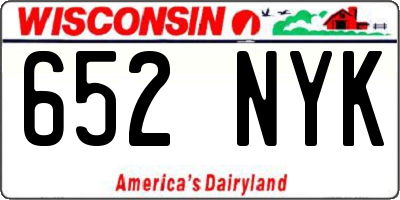 WI license plate 652NYK