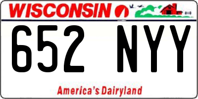 WI license plate 652NYY