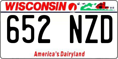 WI license plate 652NZD