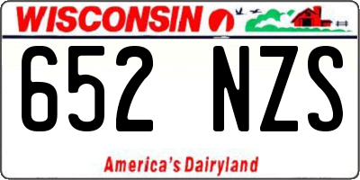 WI license plate 652NZS