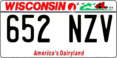WI license plate 652NZV