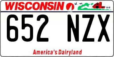 WI license plate 652NZX