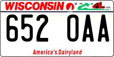 WI license plate 652OAA