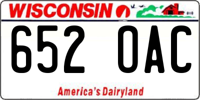 WI license plate 652OAC