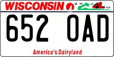 WI license plate 652OAD