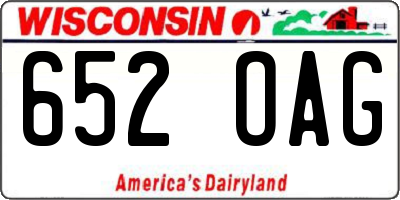 WI license plate 652OAG
