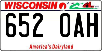 WI license plate 652OAH