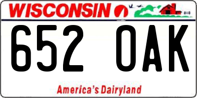 WI license plate 652OAK