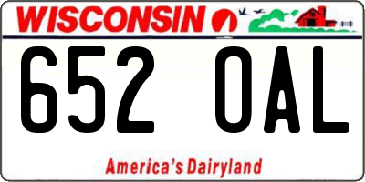 WI license plate 652OAL