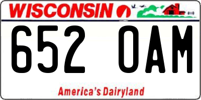 WI license plate 652OAM