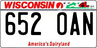 WI license plate 652OAN