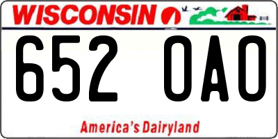 WI license plate 652OAO