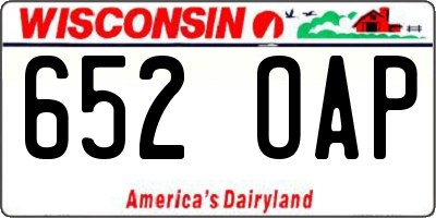 WI license plate 652OAP