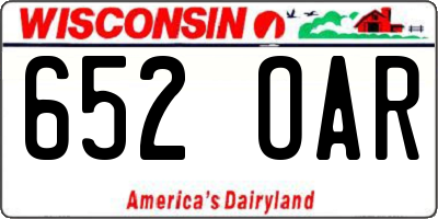 WI license plate 652OAR