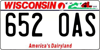 WI license plate 652OAS